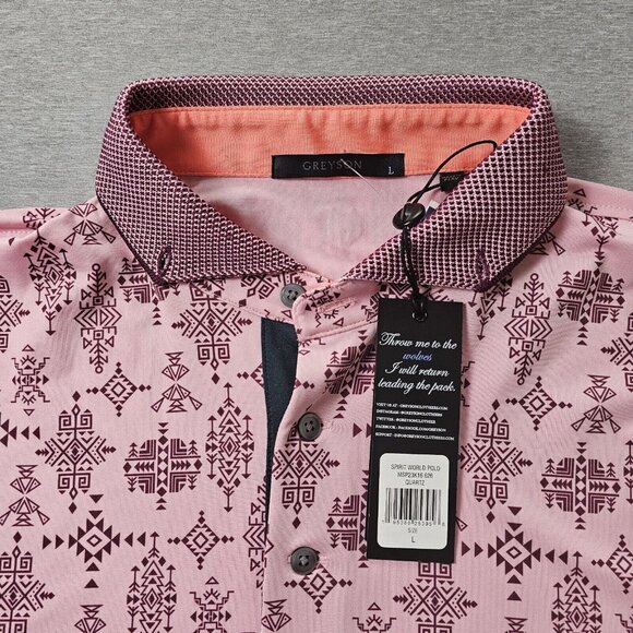 Greyson Other - NWT Greyson Golf Spirit World Polo Print Short Sleeve Quartz Large Pink Maroon